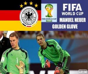 Puzzle Manuel Neuer, χρυσό γάντι. Βραζιλία 2014 Παγκόσμιο Κύπελλο ποδοσφαίρου